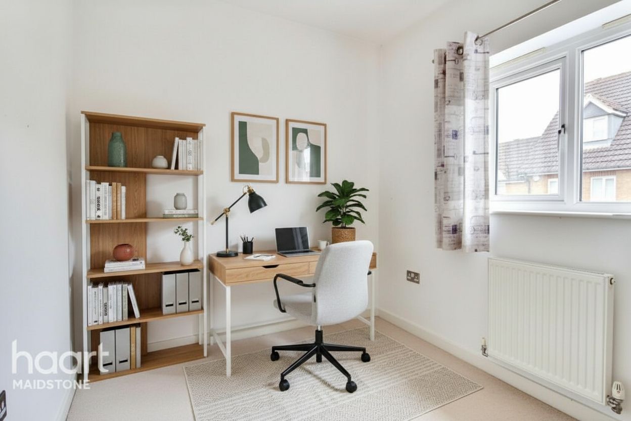 After: brokerage listing photo staged as an office